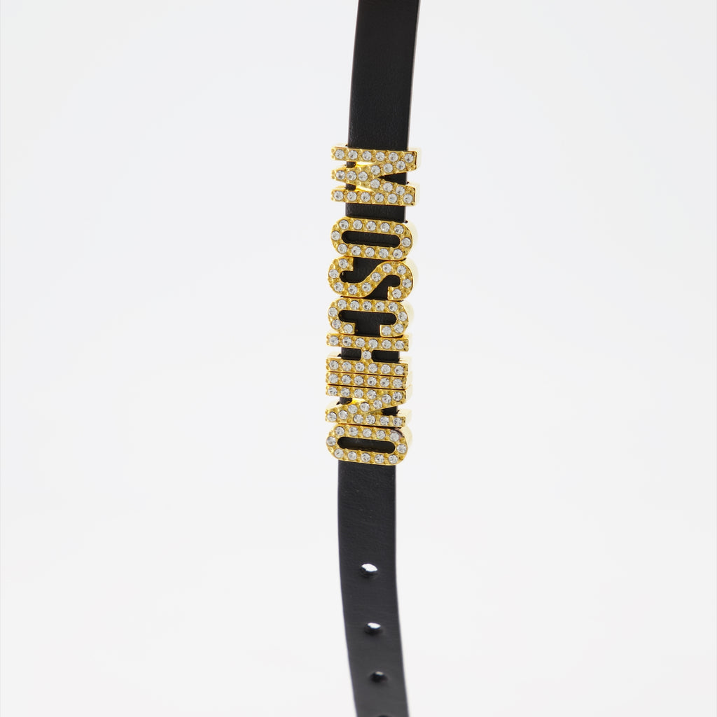Joyería Bracelet laminé Crystal Lettering Moschino Negro Femme