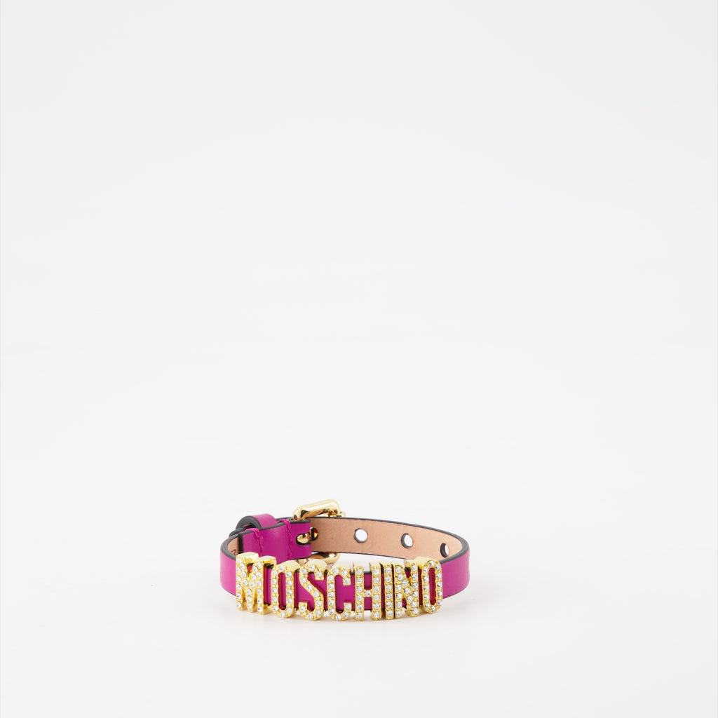 Joyería Bracelet laminé Crystal Lettering Moschino Púrpura Femme