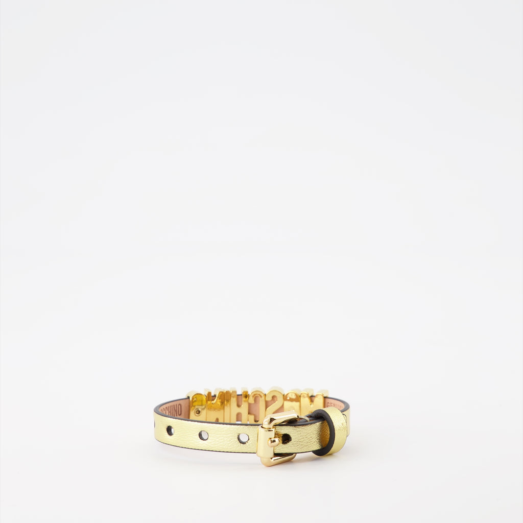 Bijoux Bracelet en cuir Moschino Doré Femme
