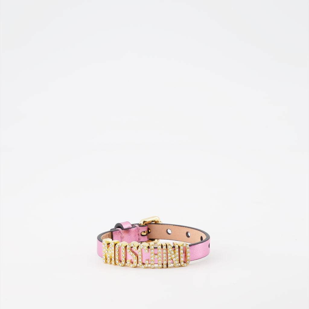 Bijoux Bracelet en cuir Moschino Rose Femme