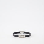 Bijoux Bracelet à logo triangle Prada Noir Homme