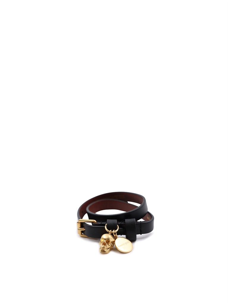 Joyería Bracelet Skull en cuir Alexander McQueen Negro Femme