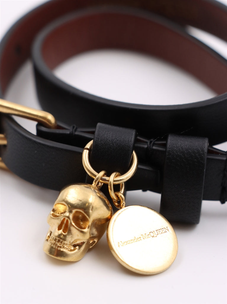 Joyería Bracelet Skull en cuir Alexander McQueen Negro Femme