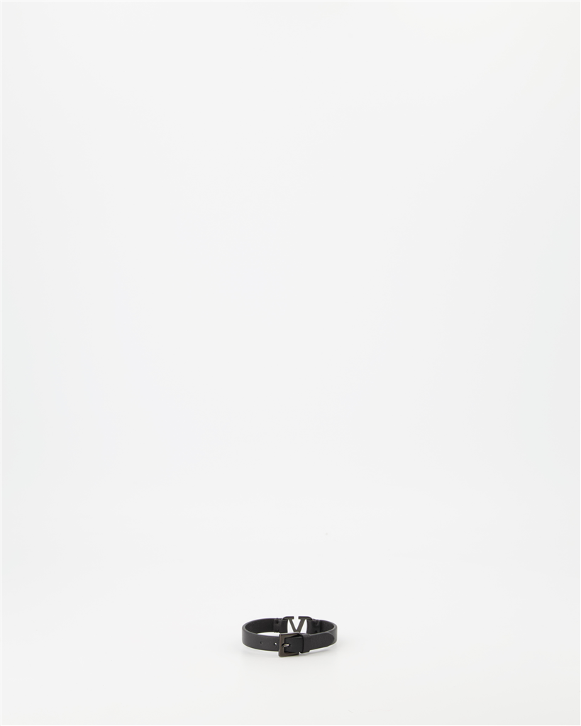 Bijoux Bracelet VLogo en cuir Valentino Garavani Noir Homme