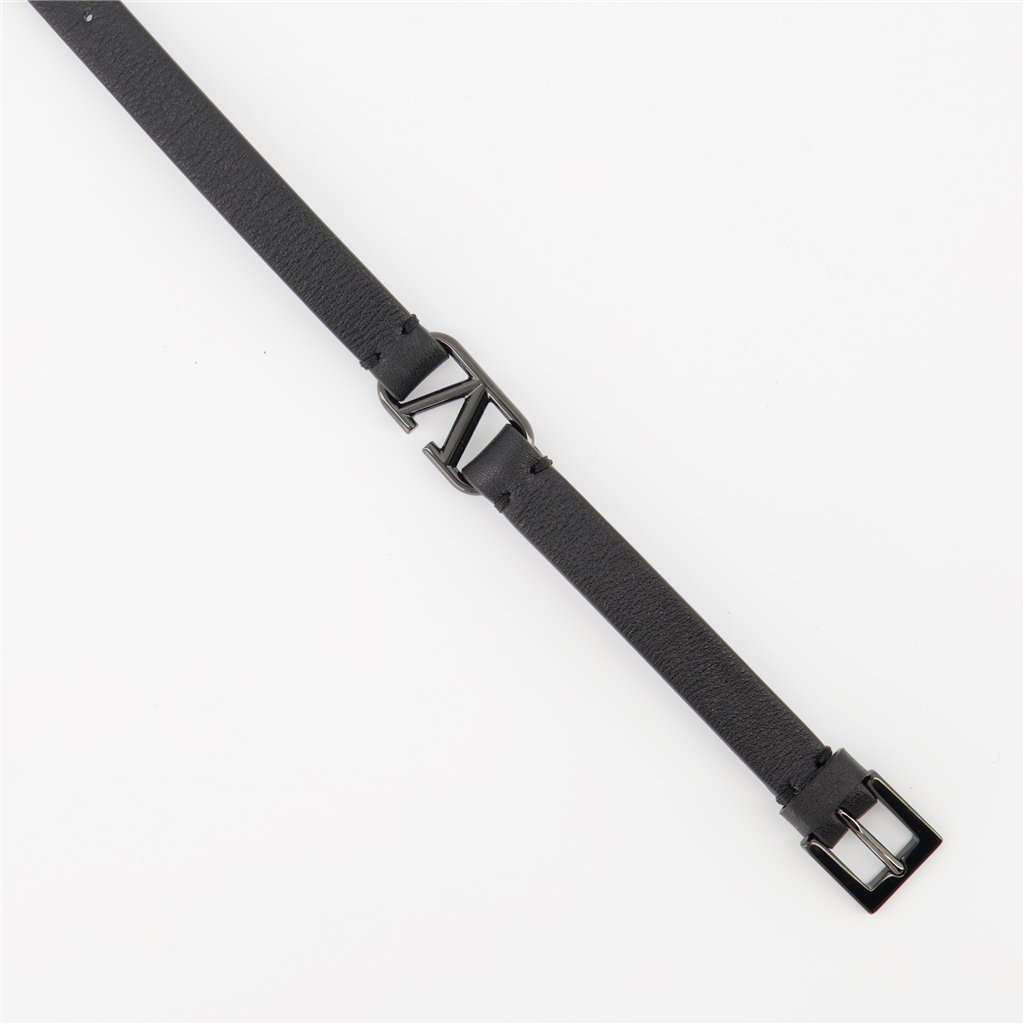 Bijoux Bracelet VLogo en cuir Valentino Garavani Noir Homme