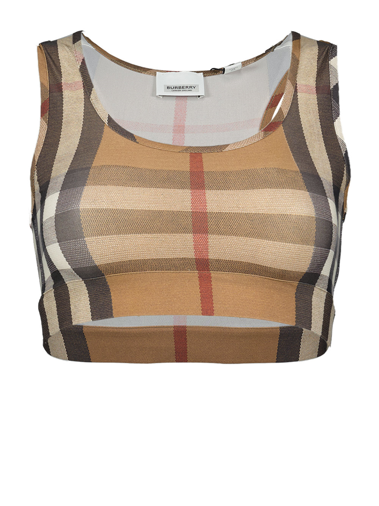 Tops Brassière à carreaux Burberry Marron Femme