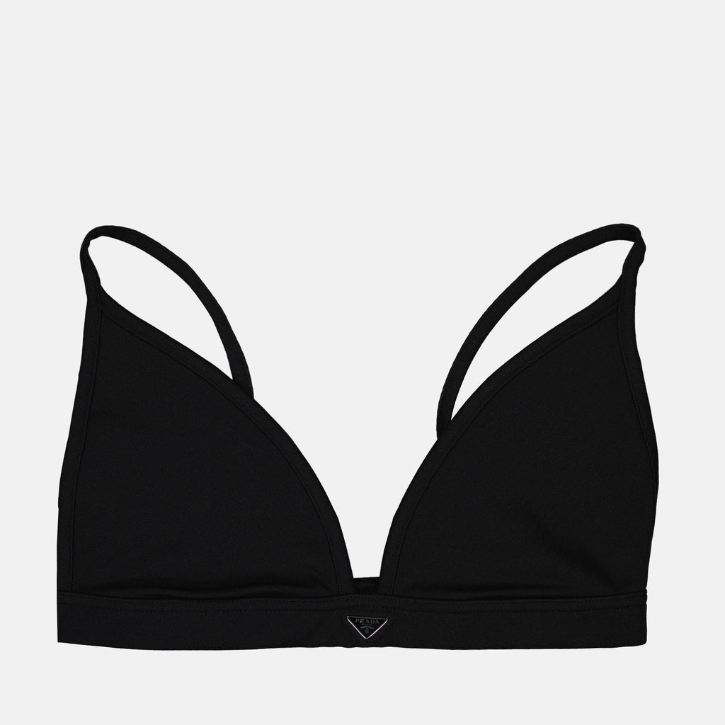 Tops Brassière à logo triangle Prada Noir Femme