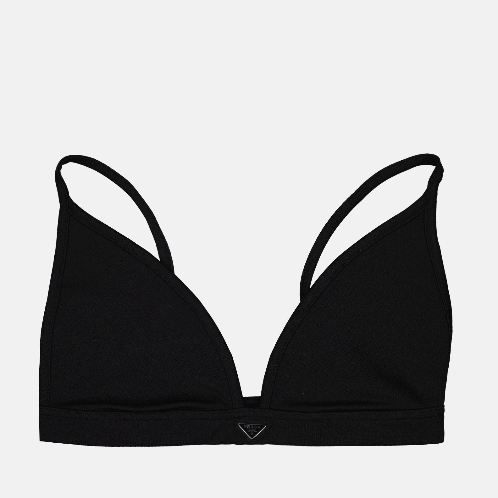Tops Brassière à logo triangle Prada Noir Femme