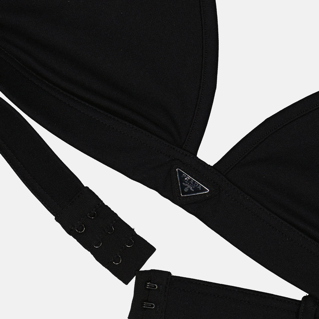 Tops Brassière à logo triangle Prada Noir Femme