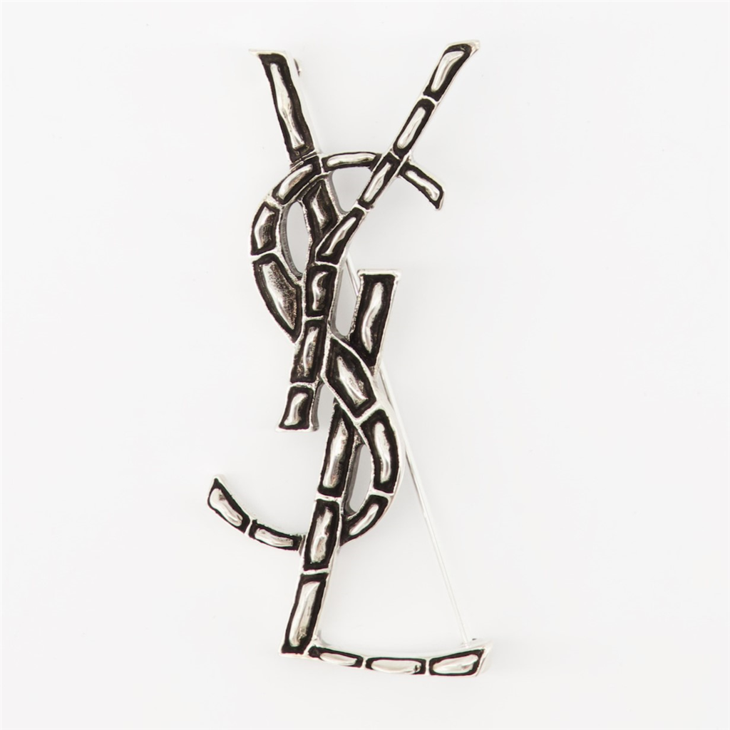 Bijoux Broche Opyum YSL Argent Saint Laurent Argenté Unisexe