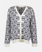 Maille Cardigan à logo Miu Miu Gris Femme