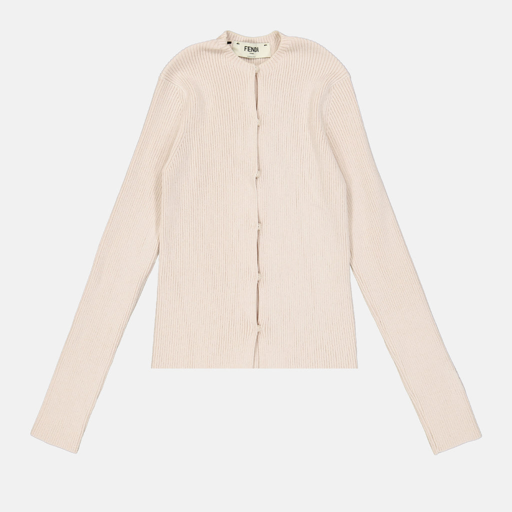 Maglieria Cardigan a Costine Fendi Beige Femme