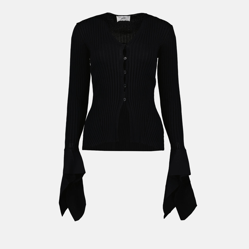 Maille Cardigan côtelé Ami PARIS Noir Femme