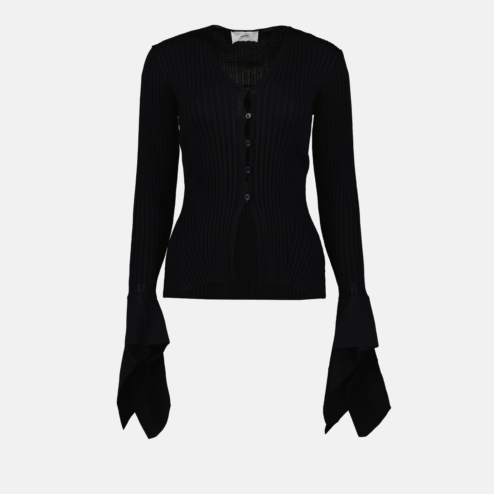 Maille Cardigan côtelé Ami PARIS Noir Femme