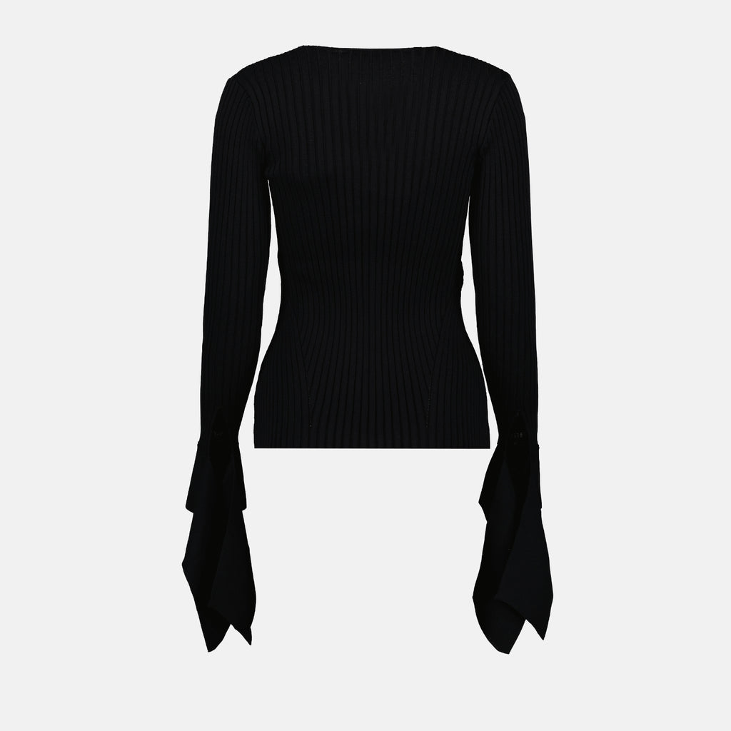 Maille Cardigan côtelé Ami PARIS Noir Femme
