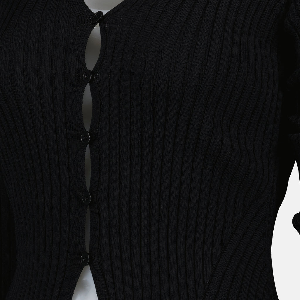 Maille Cardigan côtelé Ami PARIS Noir Femme