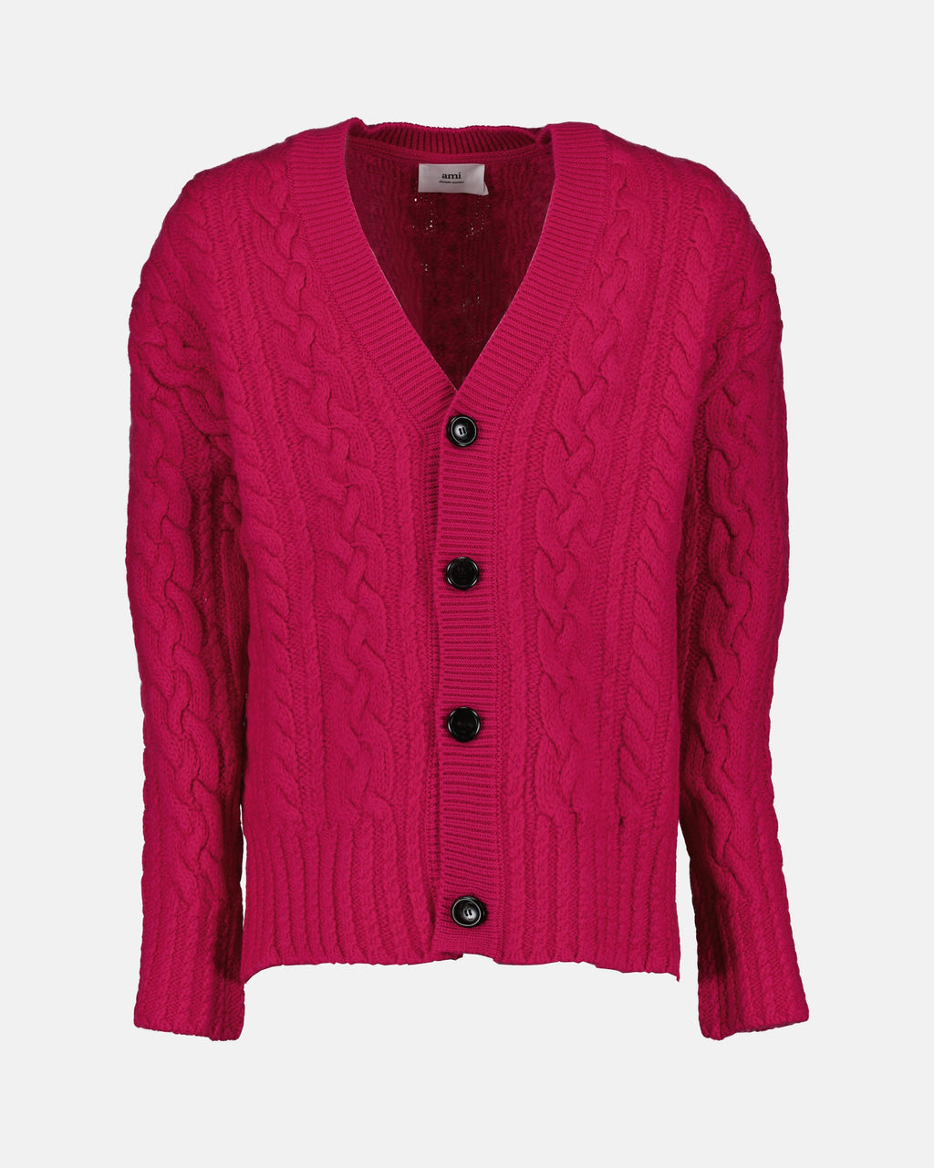 Maille Cardigan côtelé Ami PARIS Rose Unisexe
