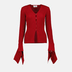 Maille Cardigan côtelé Ami PARIS Rouge Femme