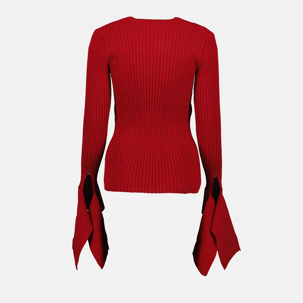 Maille Cardigan côtelé Ami PARIS Rouge Femme
