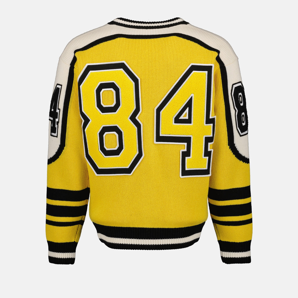 Maille Cardigan à écusson Dolce & Gabbana Jaune Homme