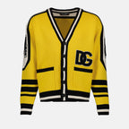 Maille Cardigan à écusson Dolce & Gabbana Jaune Homme