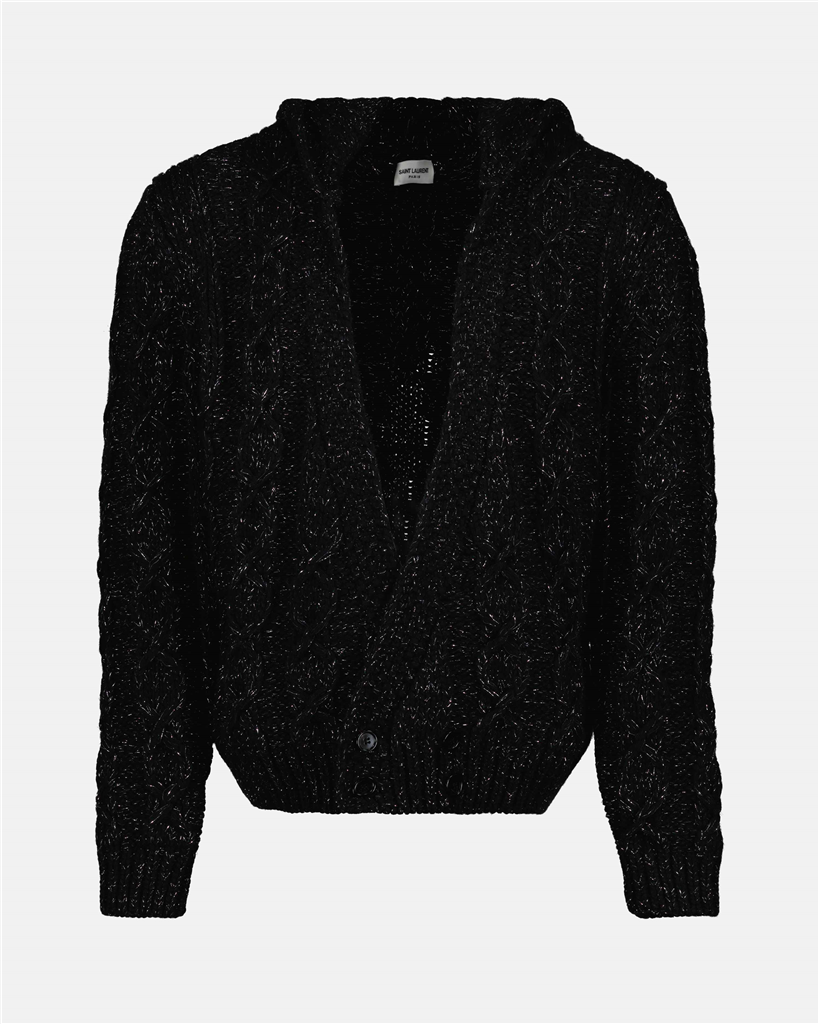 Maille Cardigan en lurex Saint Laurent Noir Homme