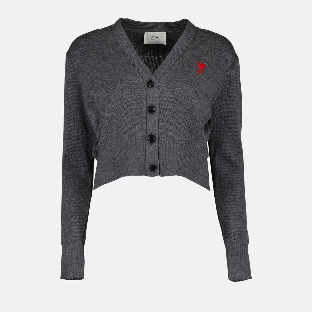 Maille Cardigan Ami de Coeur Ami PARIS Gris Femme