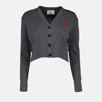 Maille Cardigan Ami de Coeur Ami PARIS Gris Femme