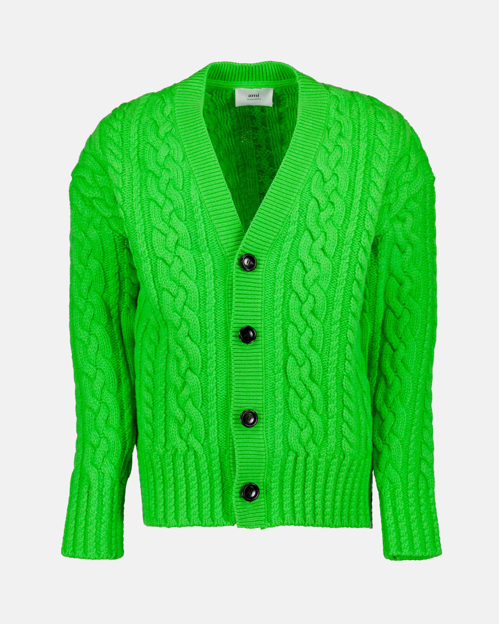 Maille Cardigan côtelé Ami PARIS Vert Unisexe