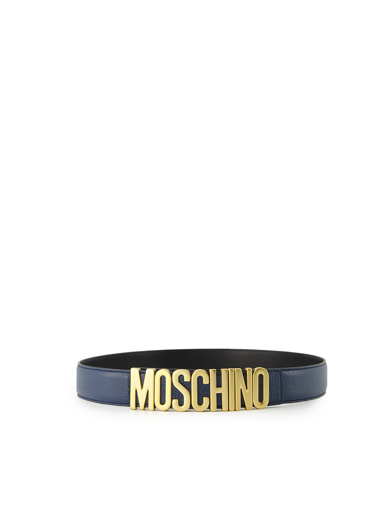 Pequenos artigos de couro Ceinture à logo plaque Moschino Azul Homme