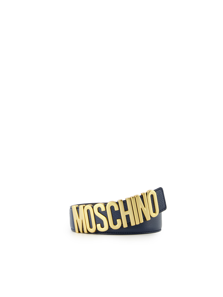 Pequenos artigos de couro Ceinture à logo plaque Moschino Azul Homme