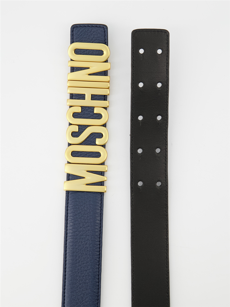 Pequenos artigos de couro Ceinture à logo plaque Moschino Azul Homme