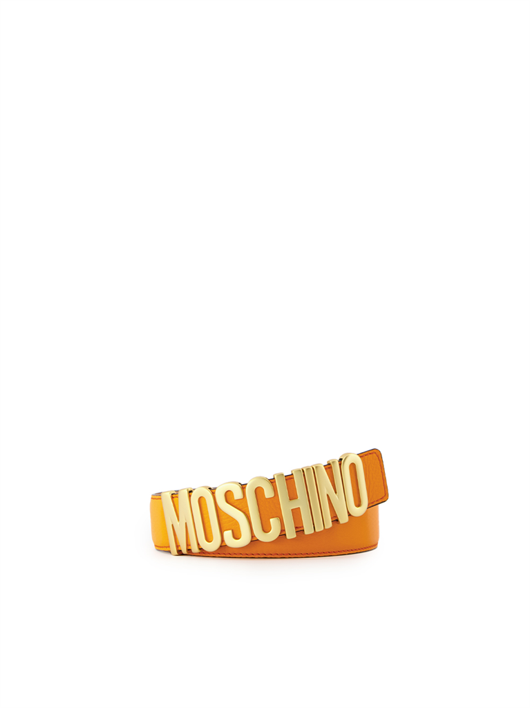 Pequenos artigos de couro Ceinture à logo plaque Moschino Laranja Homme
