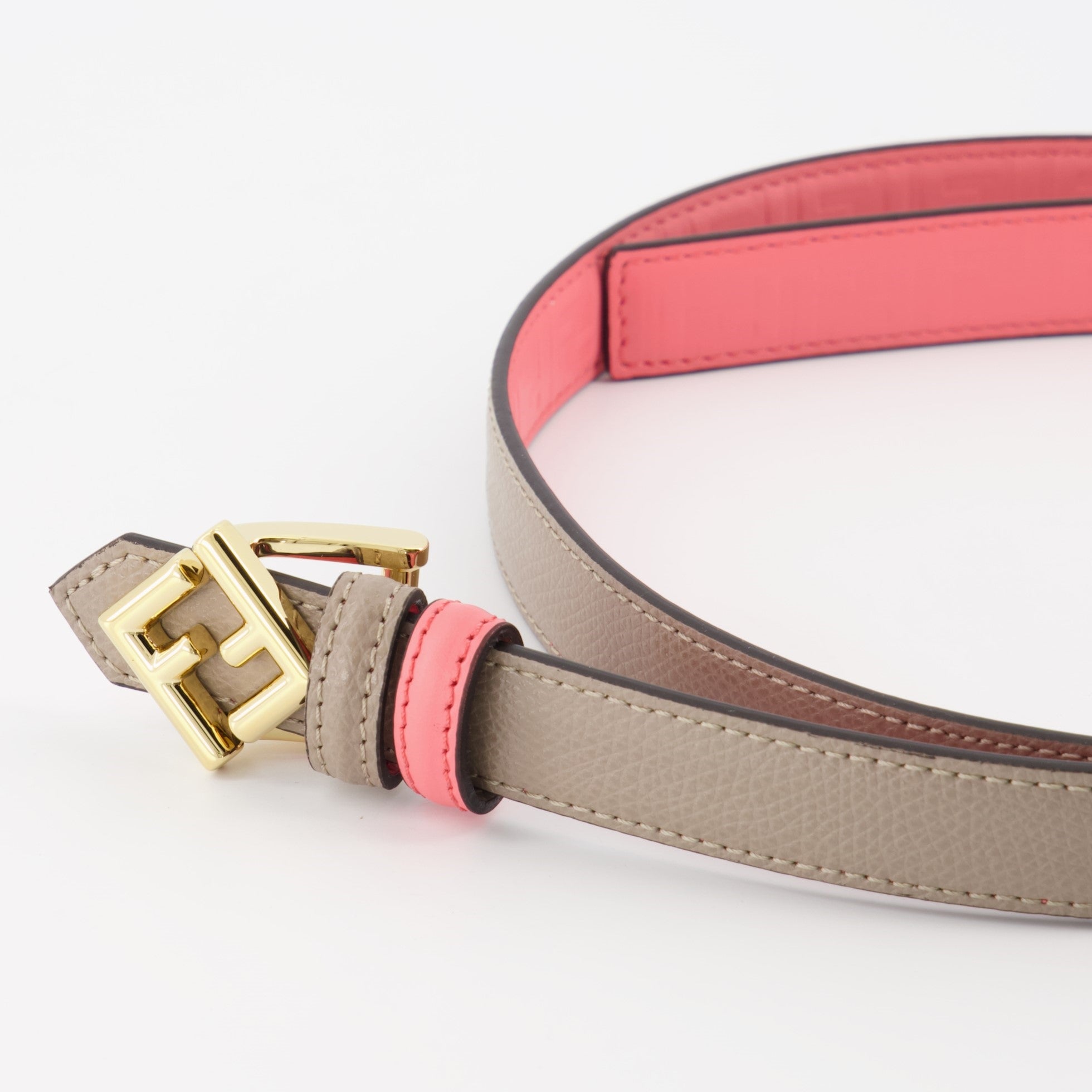 Ceinture réversible FF rose beige