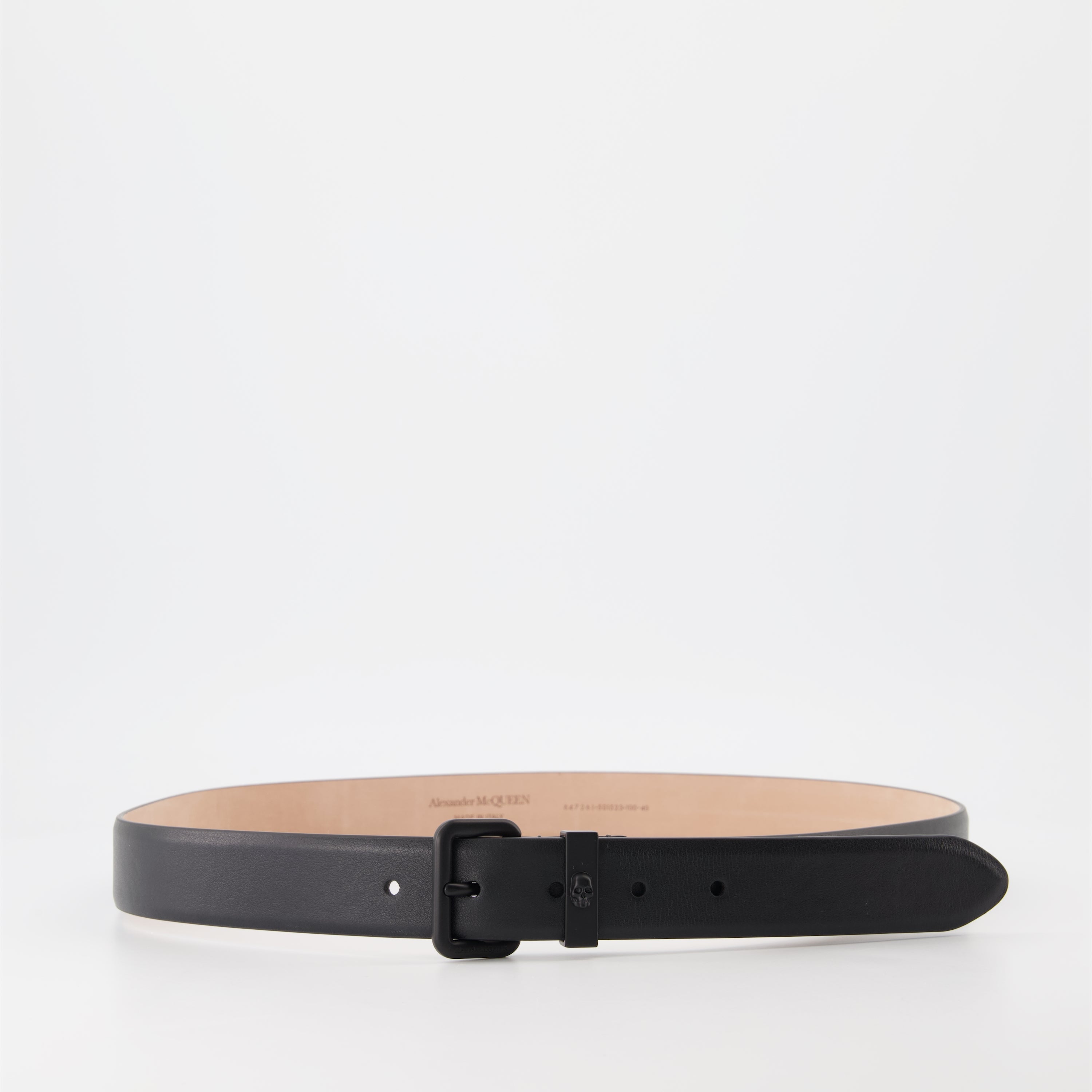 Ceinture Skull en cuir noir