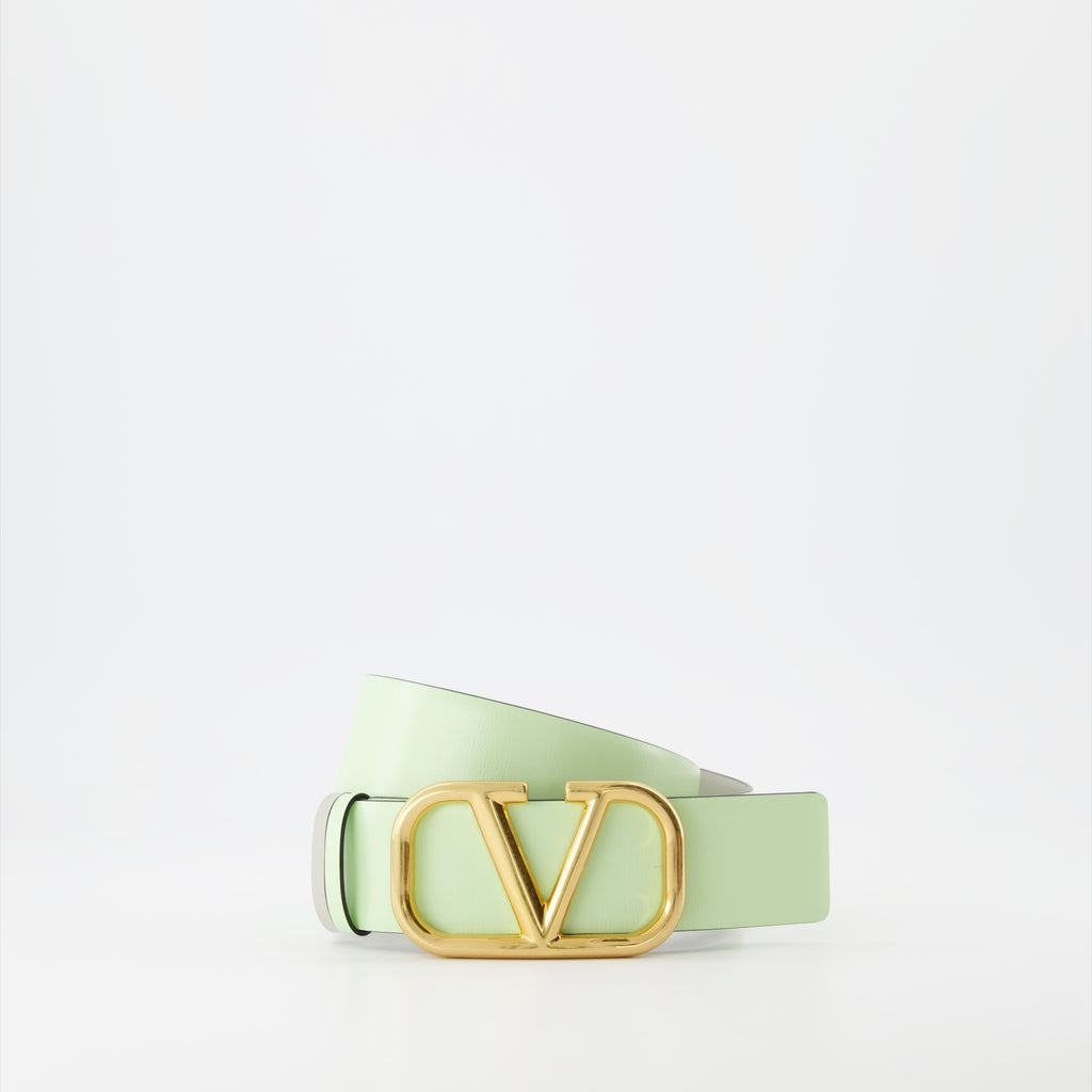 Cintos Ceinture VLogo réversible Valentino Garavani Verde Femme
