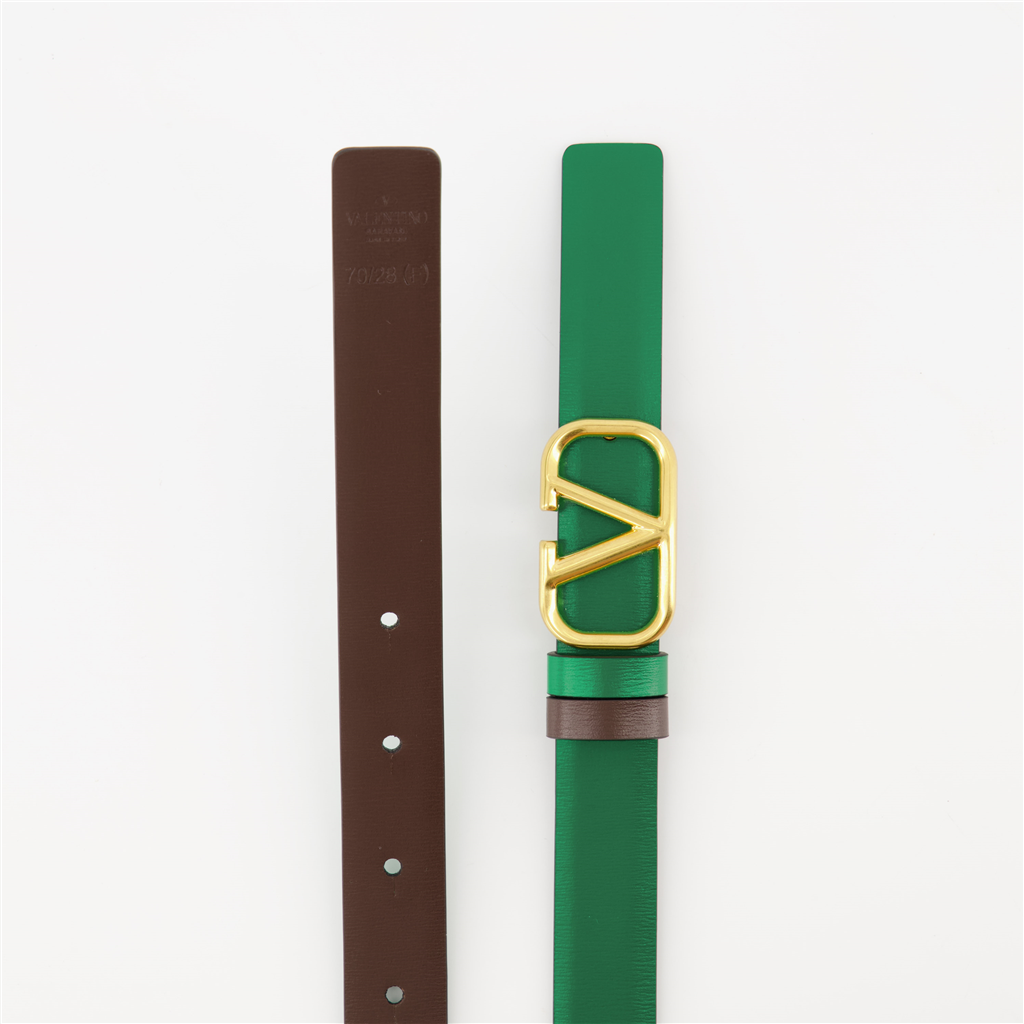 Cintos Ceinture VLogo réversible Valentino Garavani Verde Femme