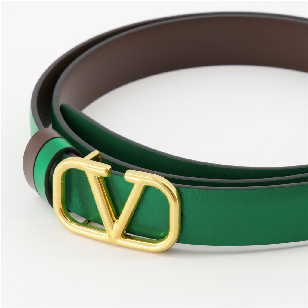 Cintos Ceinture VLogo réversible Valentino Garavani Verde Femme