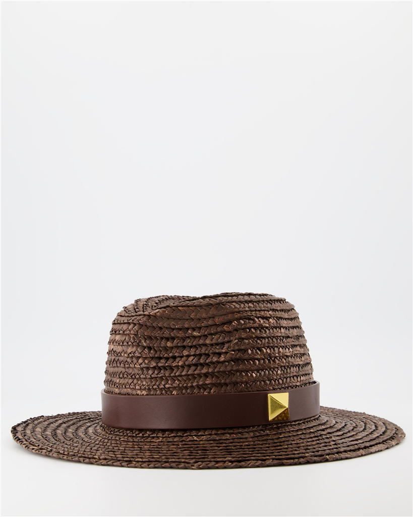 Lenços e luvas Chapeau One Stud Valentino Garavani Marrom Femme