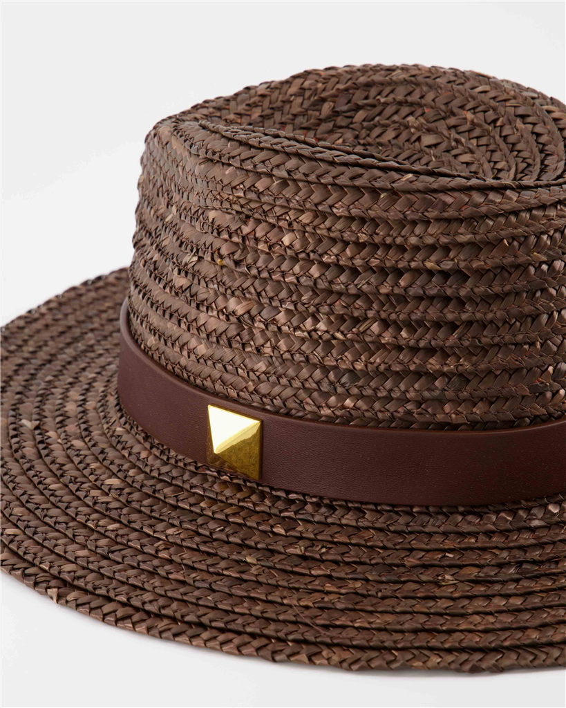 Lenços e luvas Chapeau One Stud Valentino Garavani Marrom Femme
