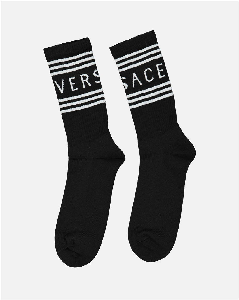 Roupa íntima e homewear Chaussettes à logo Versace pour Femme Noir Versace Preto Femme