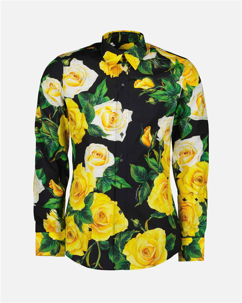 Camisetas Chemise à imprimé roses Dolce & Gabbana Amarillo Homme