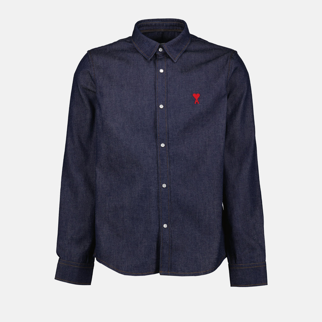 Camisas Chemise à logo Ami PARIS Azul Unissex