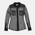 Chemise ajourée en tissu transparent noir