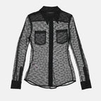Chemise ajourée en tissu transparent noir