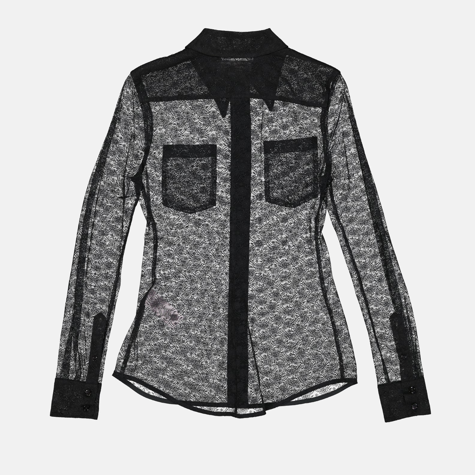 Chemise ajourée en tissu transparent noir
