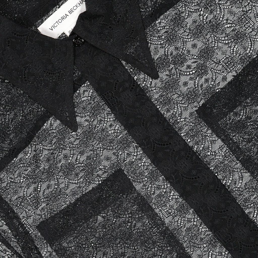 Chemise ajourée en tissu transparent noir