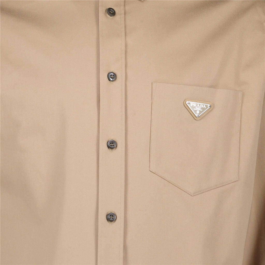 Camisas Chemise à logo triangle Prada Beige Homme