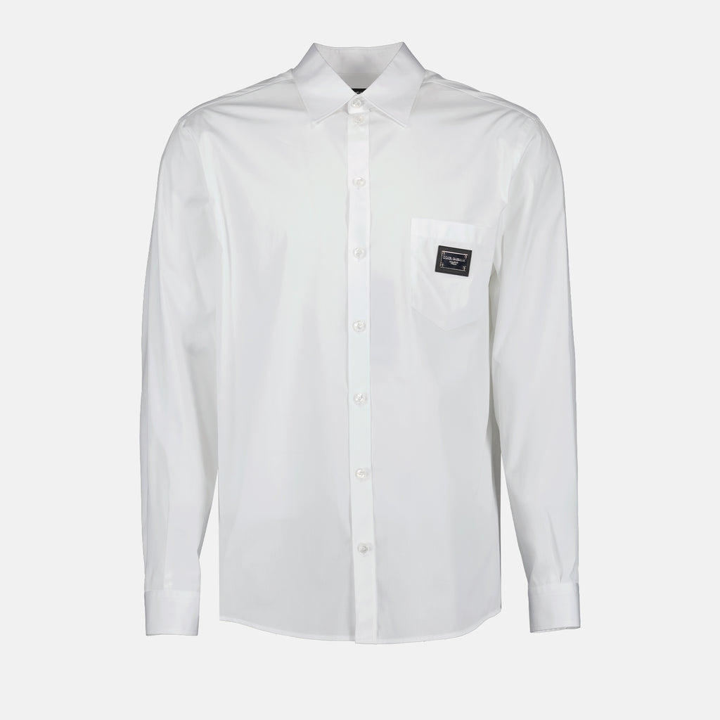 Camisas Chemise à logo plaque Dolce & Gabbana Branco Homme