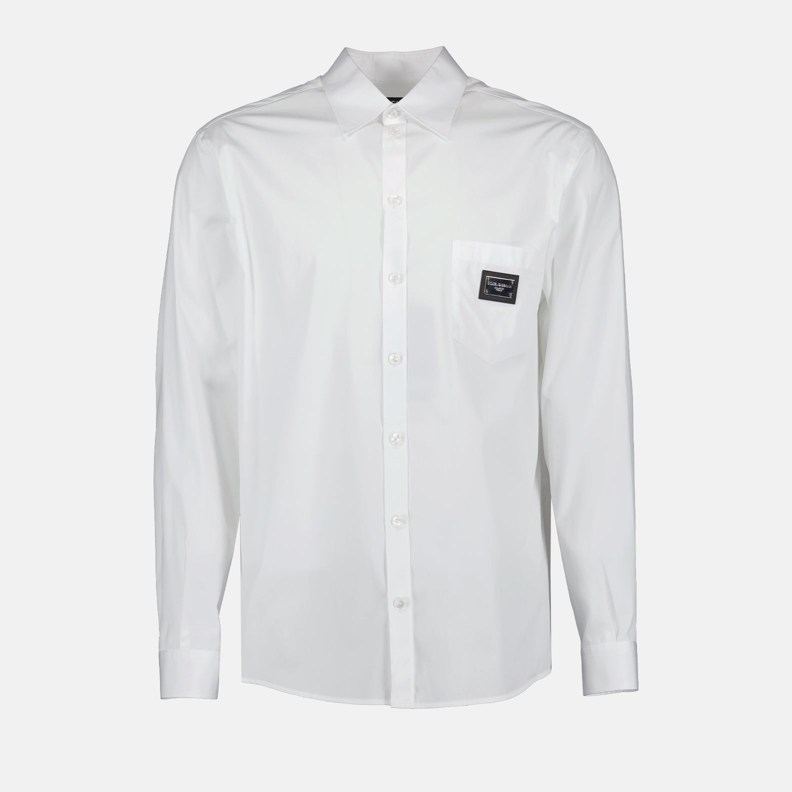 Camisas Chemise à logo plaque Dolce & Gabbana Blanco Homme